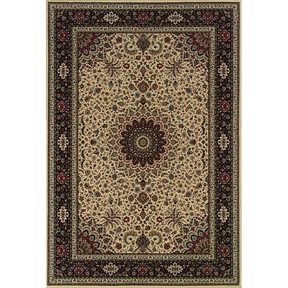 Moretti Wesley Area Rugs - 095I8 Medallion Flowers Leaves Border Rug - 6' x 6' Round