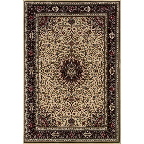 Moretti Wesley Area Rugs - 095I8 Medallion Flowers Leaves Border Rug - 8' x 8' Round