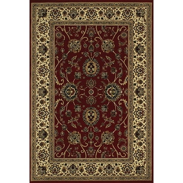 Moretti Wesley Area Rugs - 130/8 Traditional Oriental Red Persian Vines Leaves Border Rug