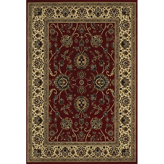 Moretti Wesley Area Rugs - 130/8 Bordered Persian Vines Leaves Border Rug - 5' 3" x 7' 9" Rectangle