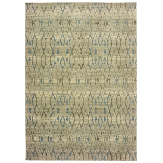 Moretti Westside Area Rug 1807H Ivory Diamonds Banded 1' 10" x 3' Rectangle