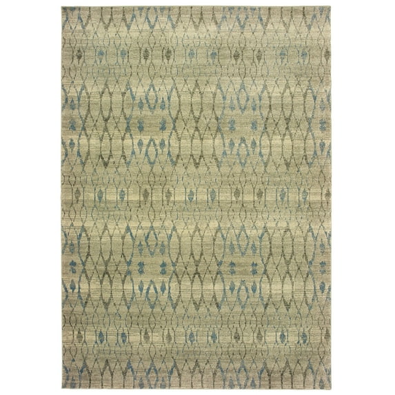 Moretti Westside Area Rug 1807H Ivory Diamonds Banded 2' 3" x 7' 6" Rectangle