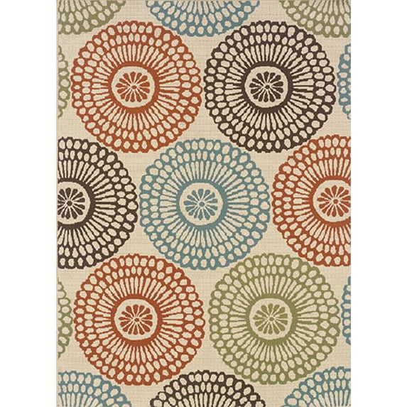 Moretti Wordhaven Area Rug 697J6 Beige Circles Dots 5' 3" x 7' 6" Rectangle