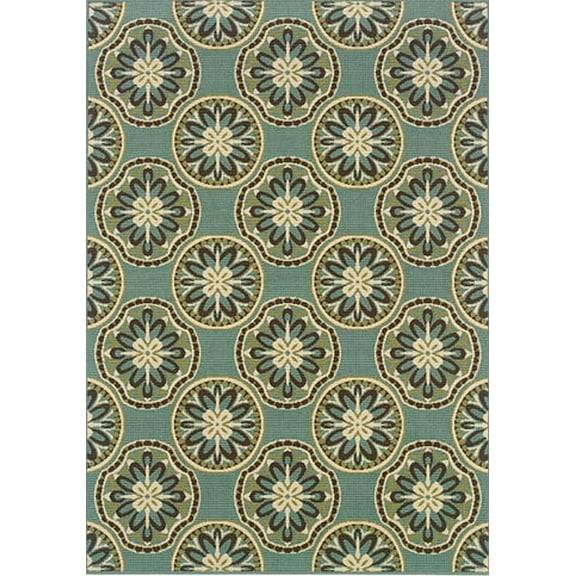 Moretti Wordhaven Area Rug 8323L Blue Circles Flowers 7' 10" x 10' 10" Rectangle
