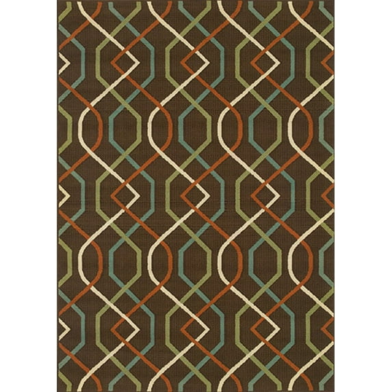 Moretti Wordhaven Area Rug 896N6 Brown Lines Zig Zag 6' 7" x 9' 6" Rectangle