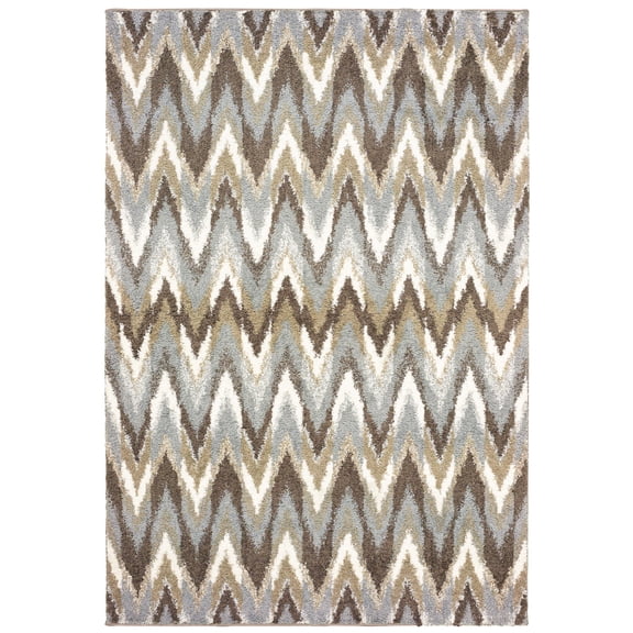 Moretti Wynn Area Rug 004D6 Grey Angled Chevrons 9' 10" x 12' 10" Rectangle