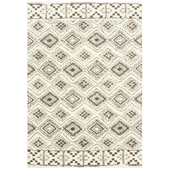 Moretti Wynn Area Rug 1330W Ivory Diamond Angled 7' 10" x 10' 10" Rectangle