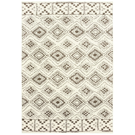 Moretti Wynn Area Rug 1330W Ivory Diamond Angled 7' 10" x 10' 10" Rectangle