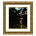 thumbnail image 1 of Moretto Da Brescia 12x14 Gold Ornate Wood Frame and Double Matted Museum Art Print Titled - St. John the Baptist in the Wilderness (circa 1535), 1 of 4