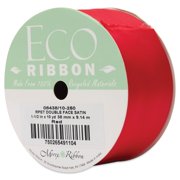 Morex Recycled Double Faced Satin Ribbon - Red, 1-1/2" x 10 yd