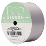 Morex Recycled Double Faced Satin Ribbon - Silver, 1-1/2" x 10 yd