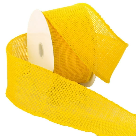 Morex Ribbon #1252 Burlap (Wired) Ribbon, 2.5" x 10 Yd, Yellow