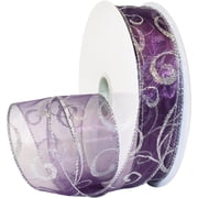 Morex Ribbon Swirl Ribbon, 1.5 x 50 Yd, Purple/Silver