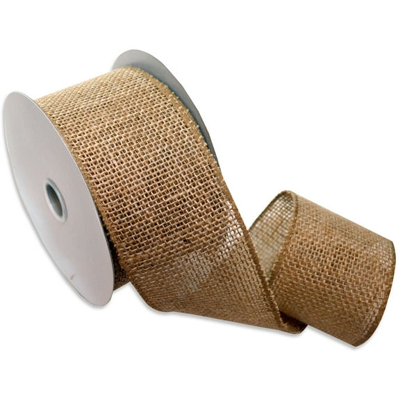 Morex Ribbon, Wired Burlap Ribbon, 2-1/2 in x 10 yd, Natural