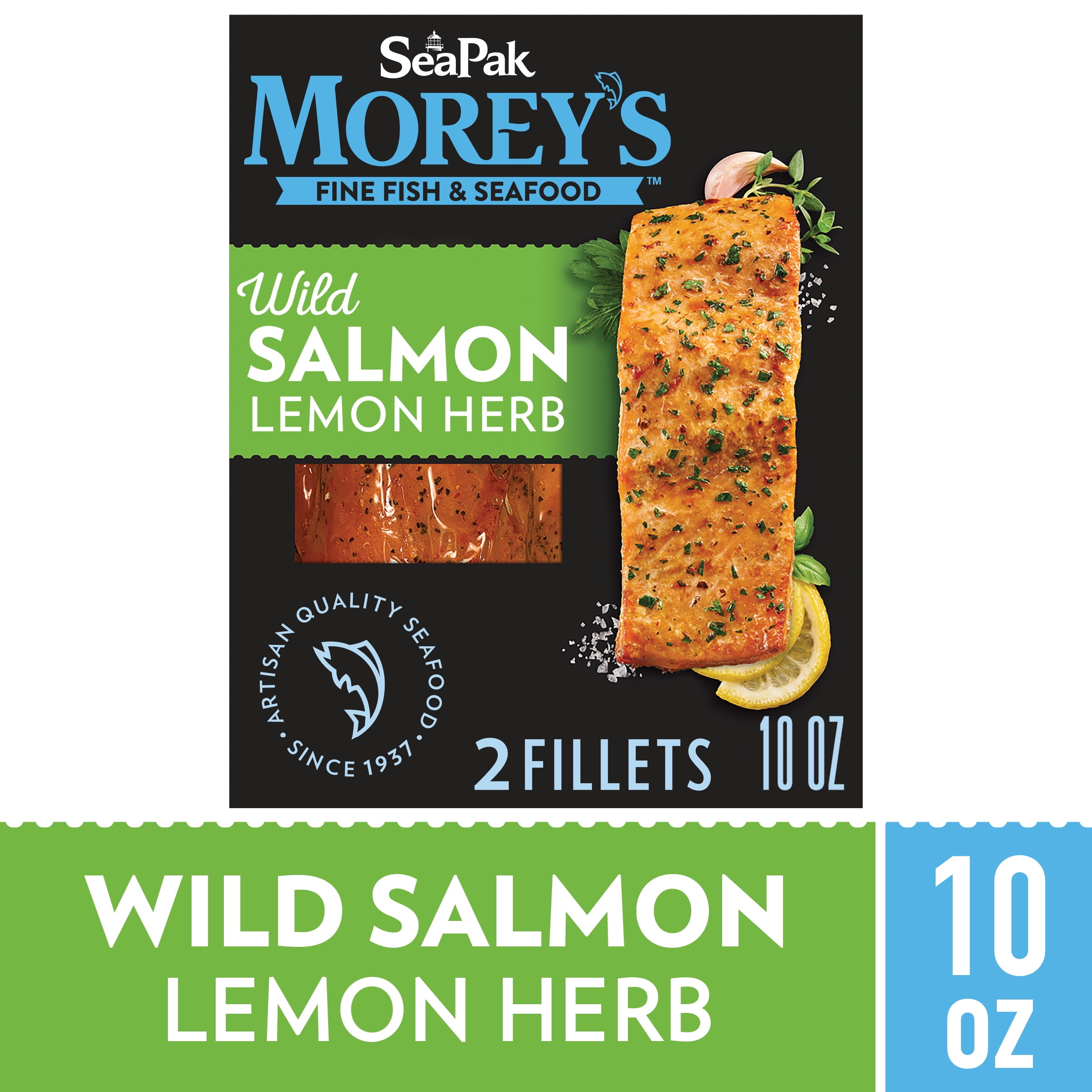Morey's Wild Salmon, Lemon Herb Flavor, 2 Fillets, Individually Wrapped