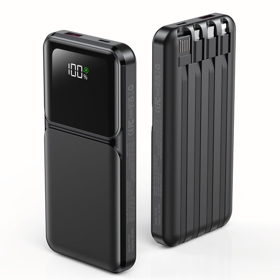 Morfec 20000mAh Power Bank Portable Charger with Built-in Cables – 22.5W PD Fast Charging, 5 Outputs & 3 Inputs, Travel Charger for iPhone Samsung