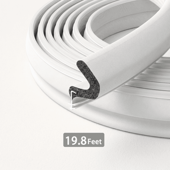Morfeiy 19.8FT Kerf Weather Stripping Door Seal for Exterior Doors, Push-In Kerf Seal for Grooved Frames, Not Self-Adhesive, White