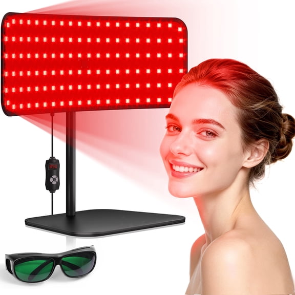 Morfone Red Light Lamp for Body and Face, Tri-Wavelength Red Light Panel with 660nm 850nm 940nm, Near Infrared Light Device with 270° Adjustable Stand for Home Office Travel Use