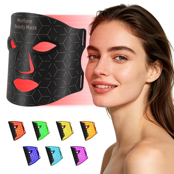 Morfone Red Light Therapy for Face, 7-1 Colors Red Light Mask, Portable LED Face Mask for Home and Travel