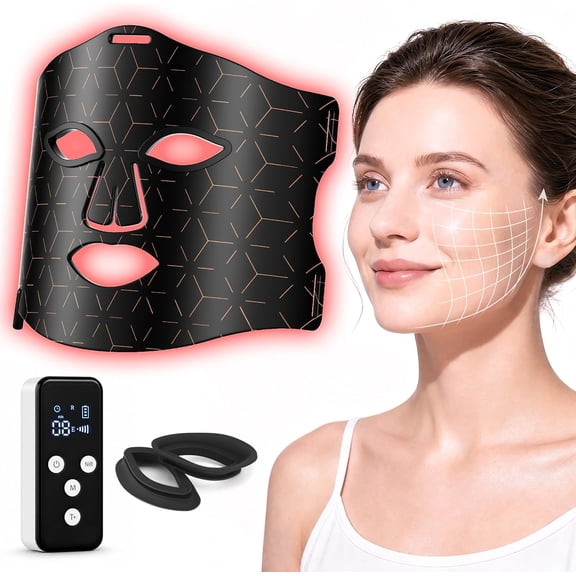 Morfone LED Face Mask, 7 Color Red Light Mask with Near Infrared 850nm, Portable Facial Skincare Mask for Home Travel