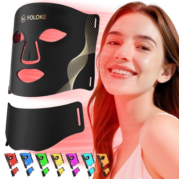 Morfone 7-1 Colors LED Face Mask,Facial Skin Care Mask, Ergonomic Design for Home & Travel,Black