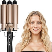 Morfone 3 Jumbo Barrel Curling Iron Wand 22mm Hair Waver Temperature Adjustable Ceramic Big Waves Hair Crimper (Pink)