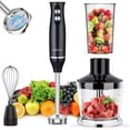 thumbnail image 1 of Morfone 4 in 1 Immersion Hand Blender, Powerful Handheld Stick Blender with 304 Stainless Steel Blades, Chopper, Beaker, Whisk and Milk Frother for Smoothie, Baby Food, Sauces Red,Puree, Soup, 1 of 8