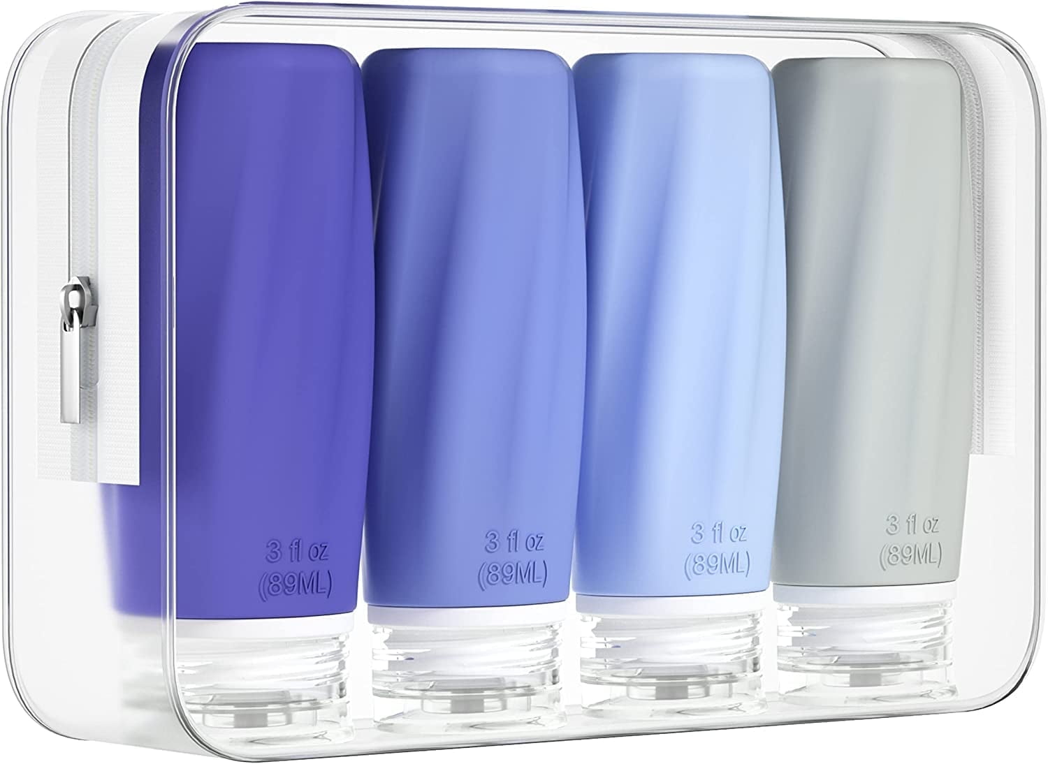 Morfone 4 pack Travel Bottles for Toiletries, TSA Approved Silicone Travel Toiletries, BPA Free Leak Proof Tubs Refillable Liquid with Toiletry Bag, Shampoo Travel Essentials Toiletry Bottles