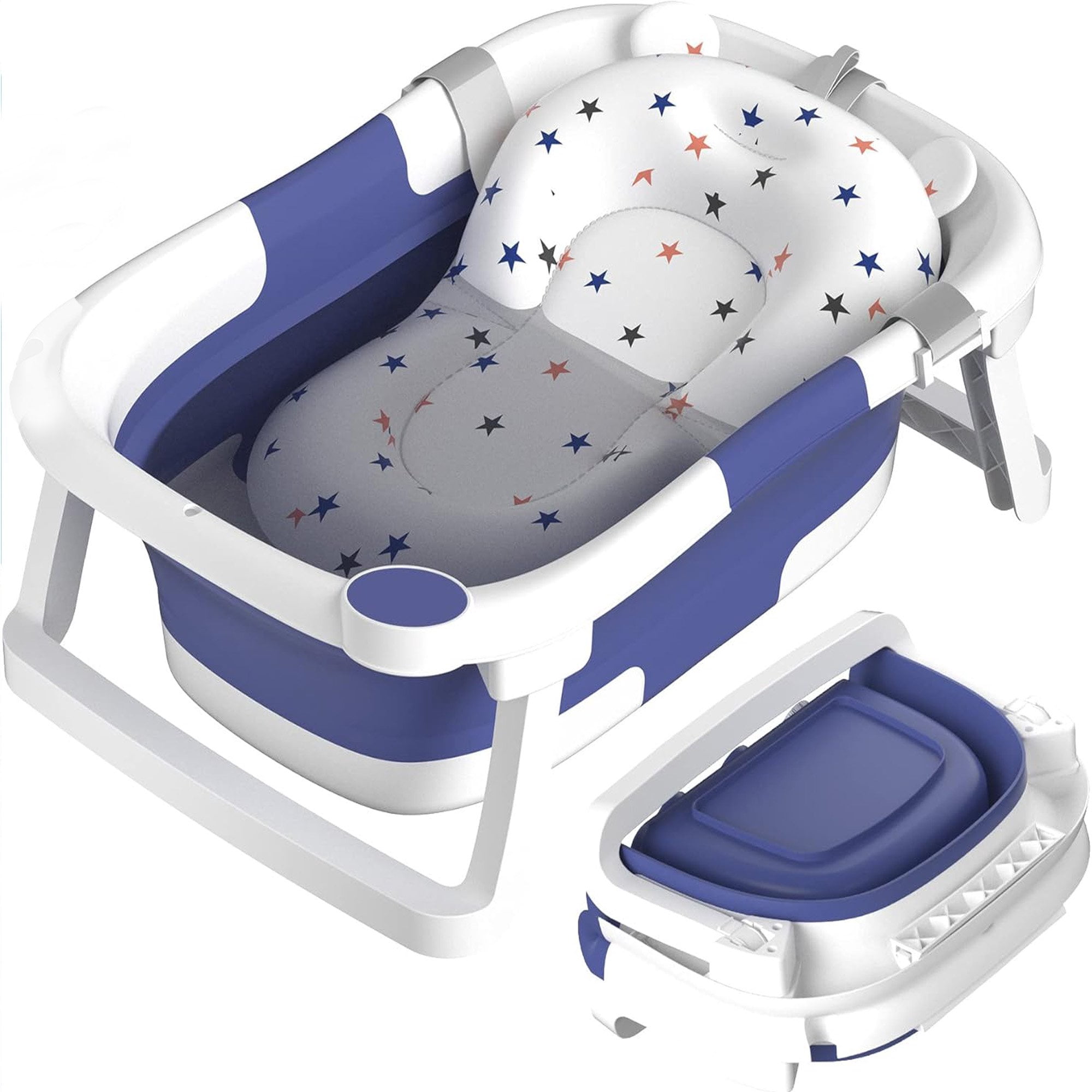 Morfone Baby Bathtub,Collapsible Bathtub for Newborn to Toddler,Durable Essential Infant Bath Tub, Blue