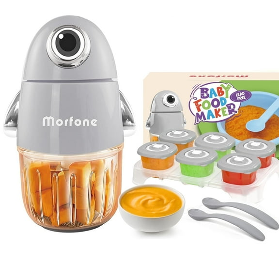 Morfone Baby Food Maker, 10-in-1 Baby Food Processor for Fruit Vegetable Meat, Food Blender with 8 Blades, Gray