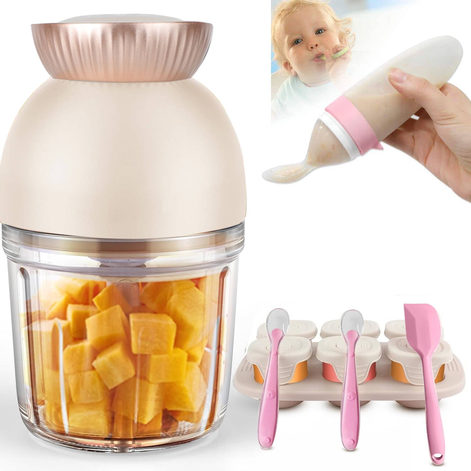 Morfone Baby Food Maker, 13-in-1 Baby Food Processor for Fruit Vegetable Meat,Baby Food Blender with 600ml and 8 Blades for Baby Shower Gifts