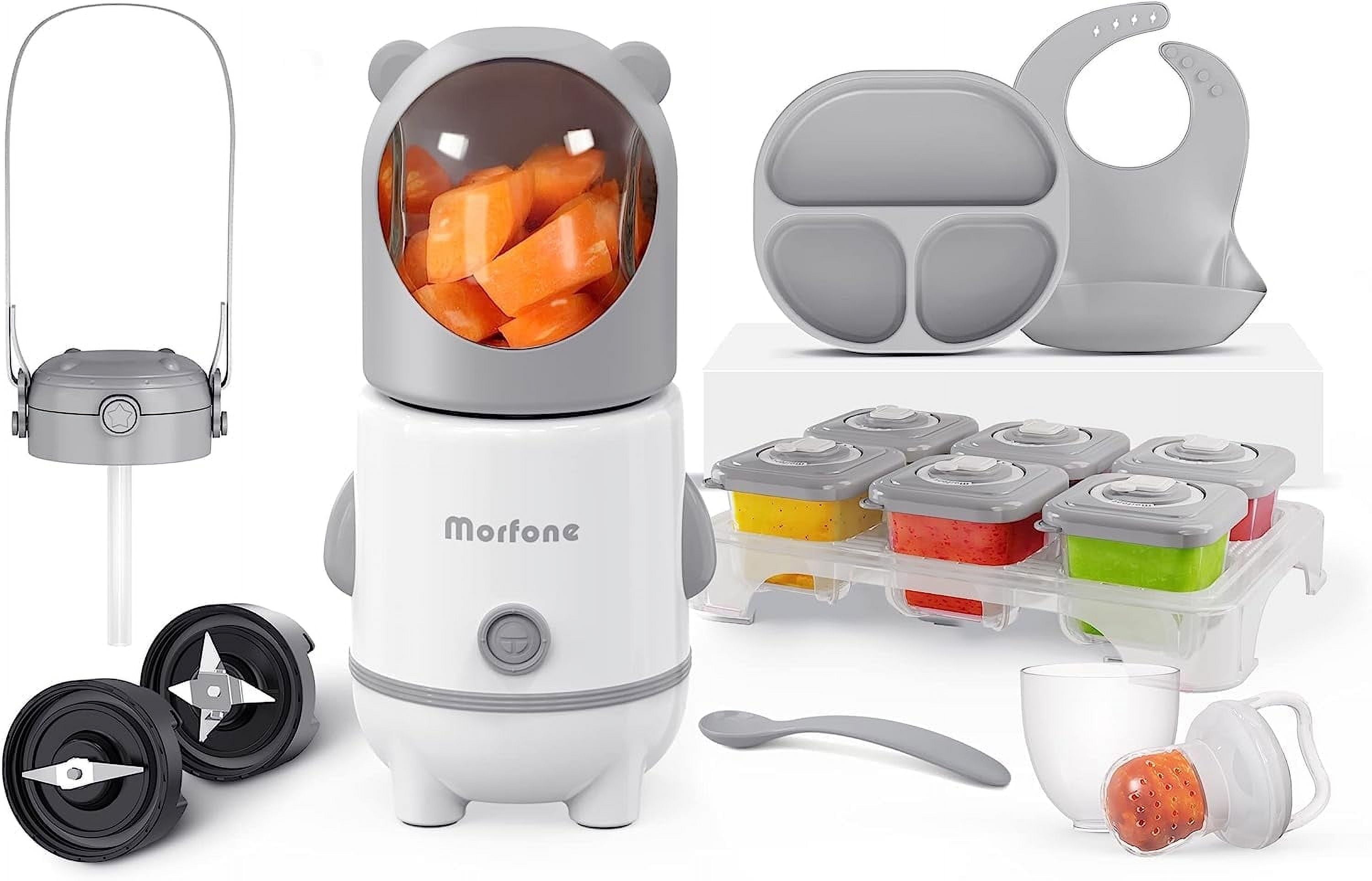Morfone Baby Food Maker, 17 in 1 Baby Food Processor for Vegetable, Fruit Meat, Baby Food Blender for Newborn Shower Gifts(Gray)