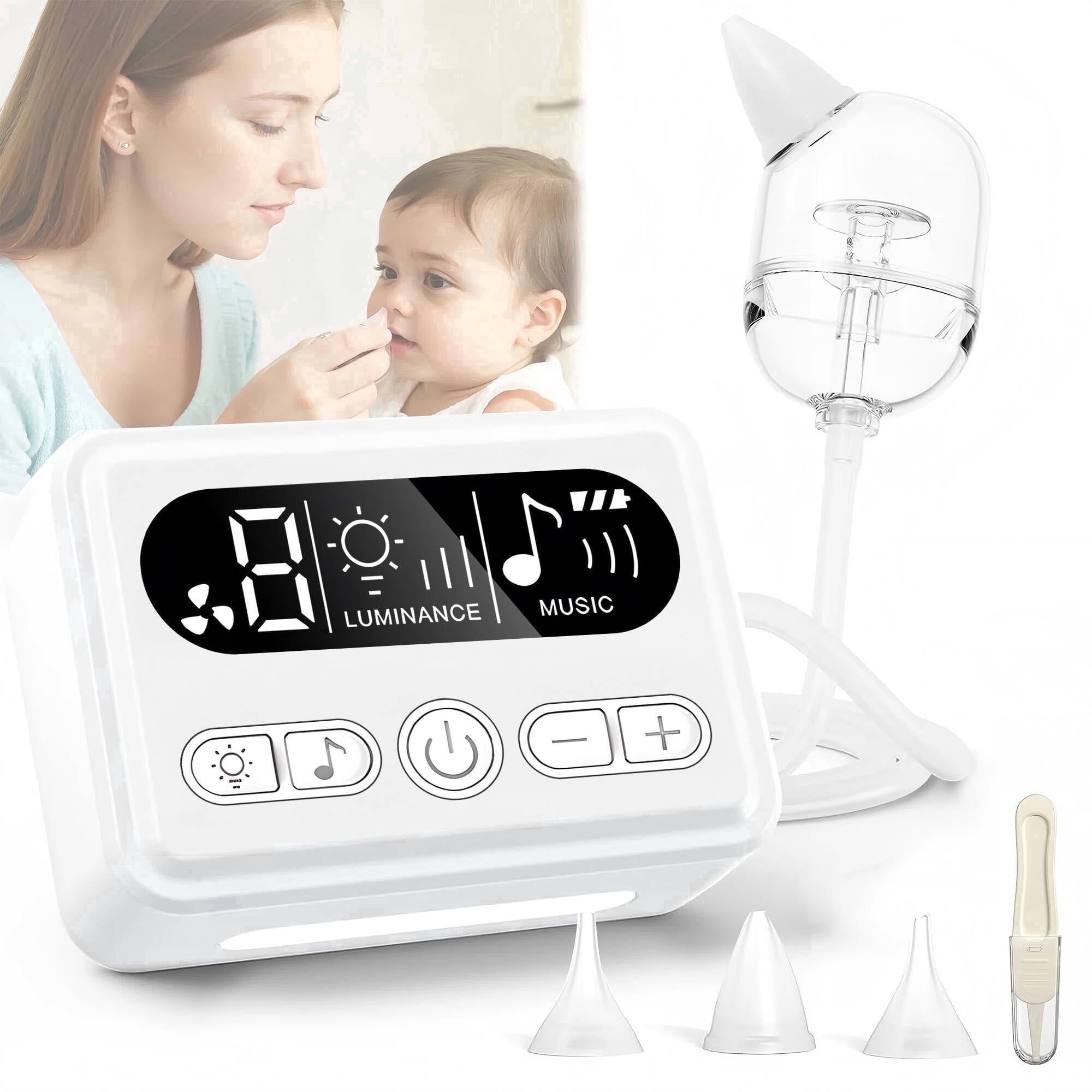 Morfone Nasal Aspirator for Baby, Hospital Grade Baby Nose Sucker with 9 Suction Levels, Music & Night Light Nose Suction for Infants Babies Toddler