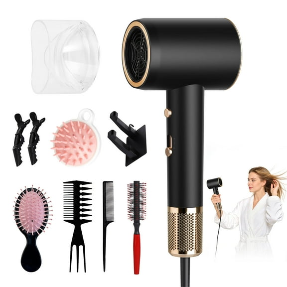 Morfone Hair Dryer, High-Speed Professional Ionic Blow Dryer with Hair Diffuser for Women & Men, Black