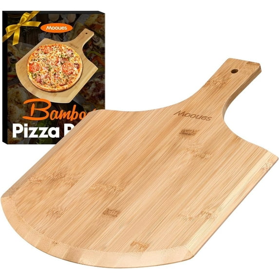 ACMETOP Pizza Peel 12 inch, Bamboo Pizza Board Wooden Pizza Paddle Spatula Oven Accessory for Baking Homemade Pizza, Wood Cutting Board for Cheese Bread Fruit Vegetables