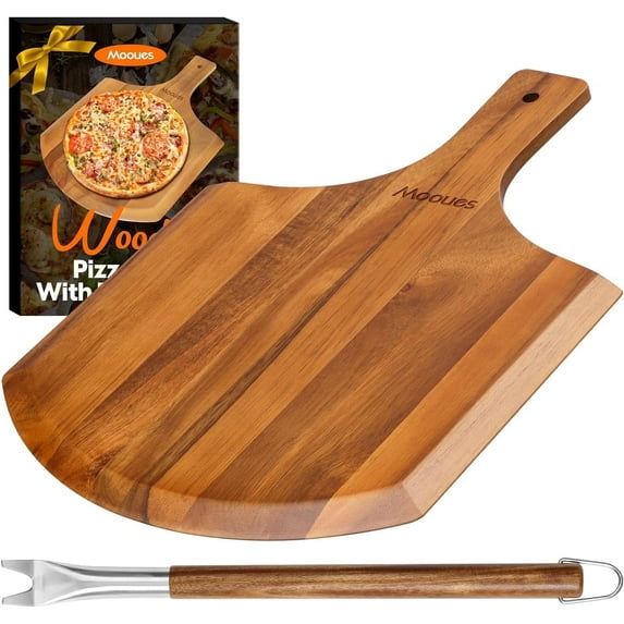 ACMETOP Pizza Peel 12 inch, Wood Pizza Board Wooden Pizza Paddle Spatula Oven Accessory for Baking Homemade Pizza, Wood Cutting Board for Cheese Bread Fruit Vegetables