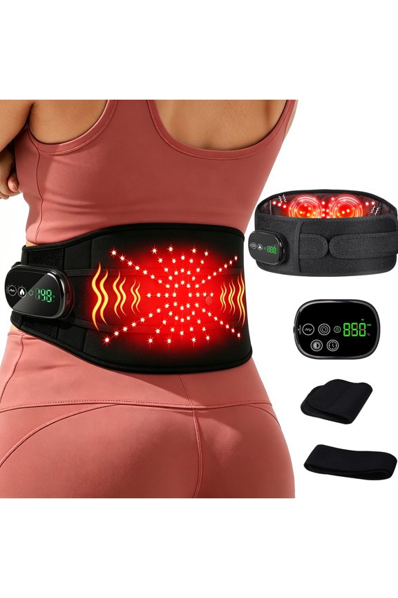 Cordless Heating Pad for Back, Portable Lower Back Massager with 3 Heat 3 Vibration, Wearable Heat Belt Gift for Women Men