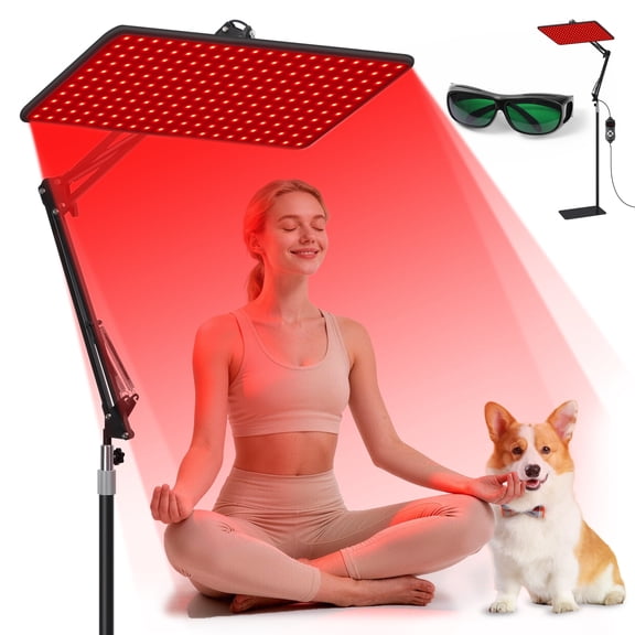 Morfone Red Light Lamp for Body Face,660nm 850nm 940nm Infrared Light device with Large Panel and Adjustable Stand, Gift for Women Mom Men, Black