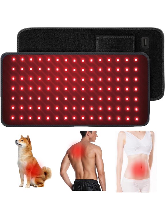 Red Light Belt for Lower Back, 120 LEDs, 4 Modes, 6 Timers, 5 Temperature Levels, Black