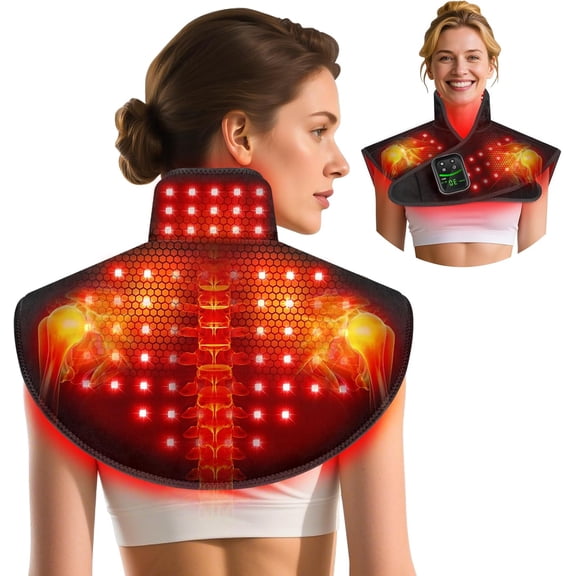Morfone Red Light Shoulder Wrap, 2-in-1 Chip Red Light for Shoulder & Neck, 660nm & 850nm Infrared Light Pad with 3 Modes and 5 Levels for Home Use