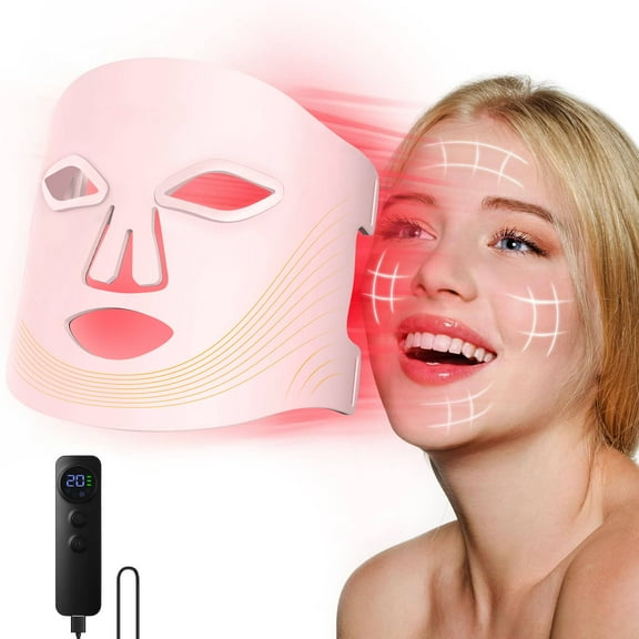 Morfone Red Light Therapy for Face, 4 Modes Led Face Mask Light Therapy with Remote, Portable Light Therapy Mask for Skin Care at Home, Travel (Black)