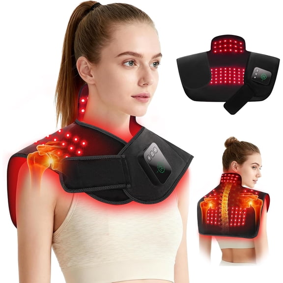 Morfone Red Light for Neck Shoulder, 660nm & 850nm Infrared Light Wrap, Cordless Red Light Pad with Timer & Pulse Modes for Home Office Use