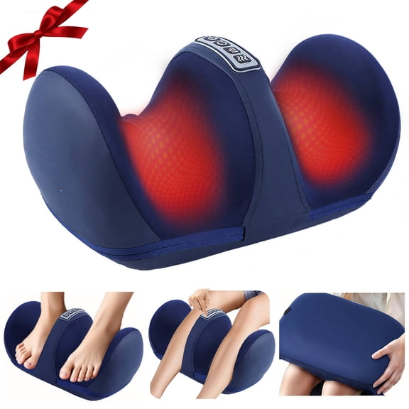 Morfone Shiatsu Foot Massager with Heat, Foot and Calf Massager with Massage Roller, Relaxing Gifts for Women Men Mom Dad Birthday Gift,Blue