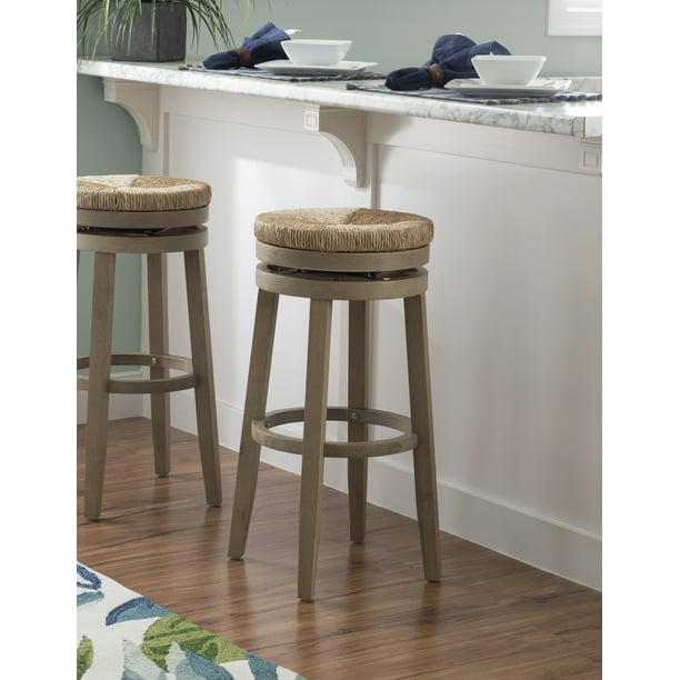 31" Backless Bar Stool with Swivel, Natural with Natural Rush