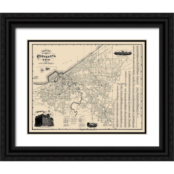Morgan 32x26 Black Ornate Wood Framed with Double Matting Museum Art Print Titled - Cleveland Ohio - Morgan 1884
