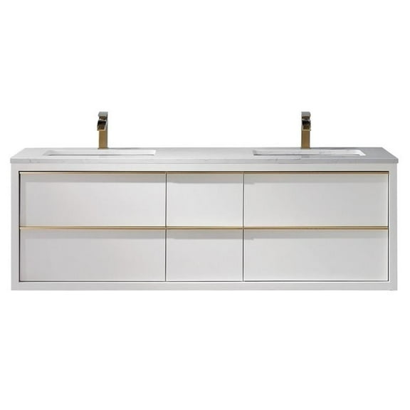 Altair 534060-Aw-Nm Morgan 60" Wall Mounted Double Basin Vanity Set - White