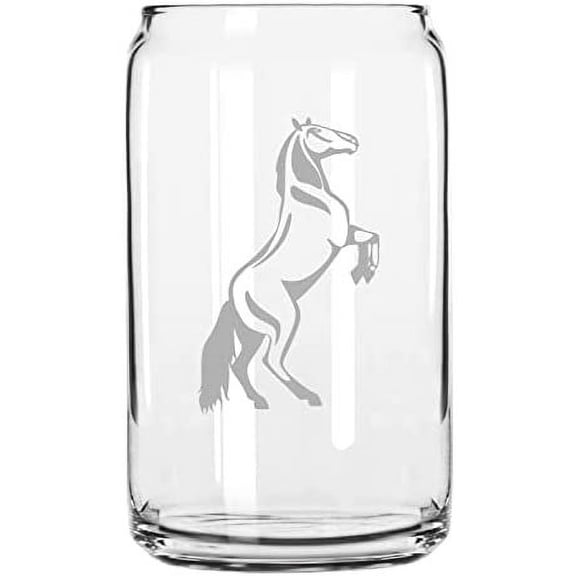 Morgan Body Horse Themed Etched 16oz Libbey Can Glass