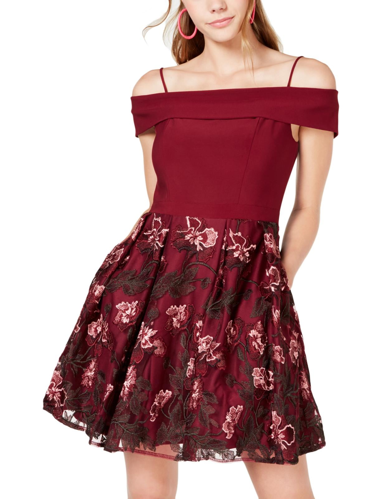 Embroidered fit & flare dress morgan & co hotsell