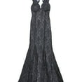 thumbnail image 1 of Morgan & Co Womens Scalloped Lace Gown Dress, Blue, Juniors, 5/6, 1 of 2