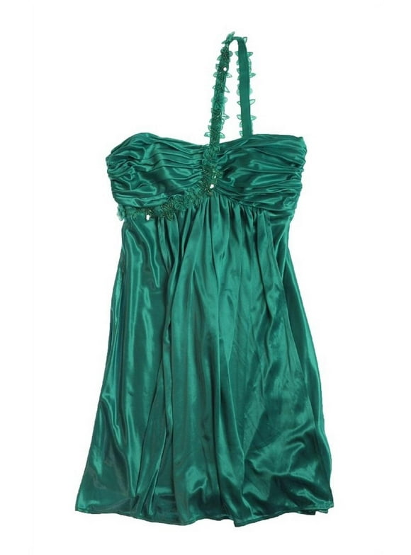 Morgan & Co Womens Strap Lined Formal One Shoulder Dress jade S - Juniors